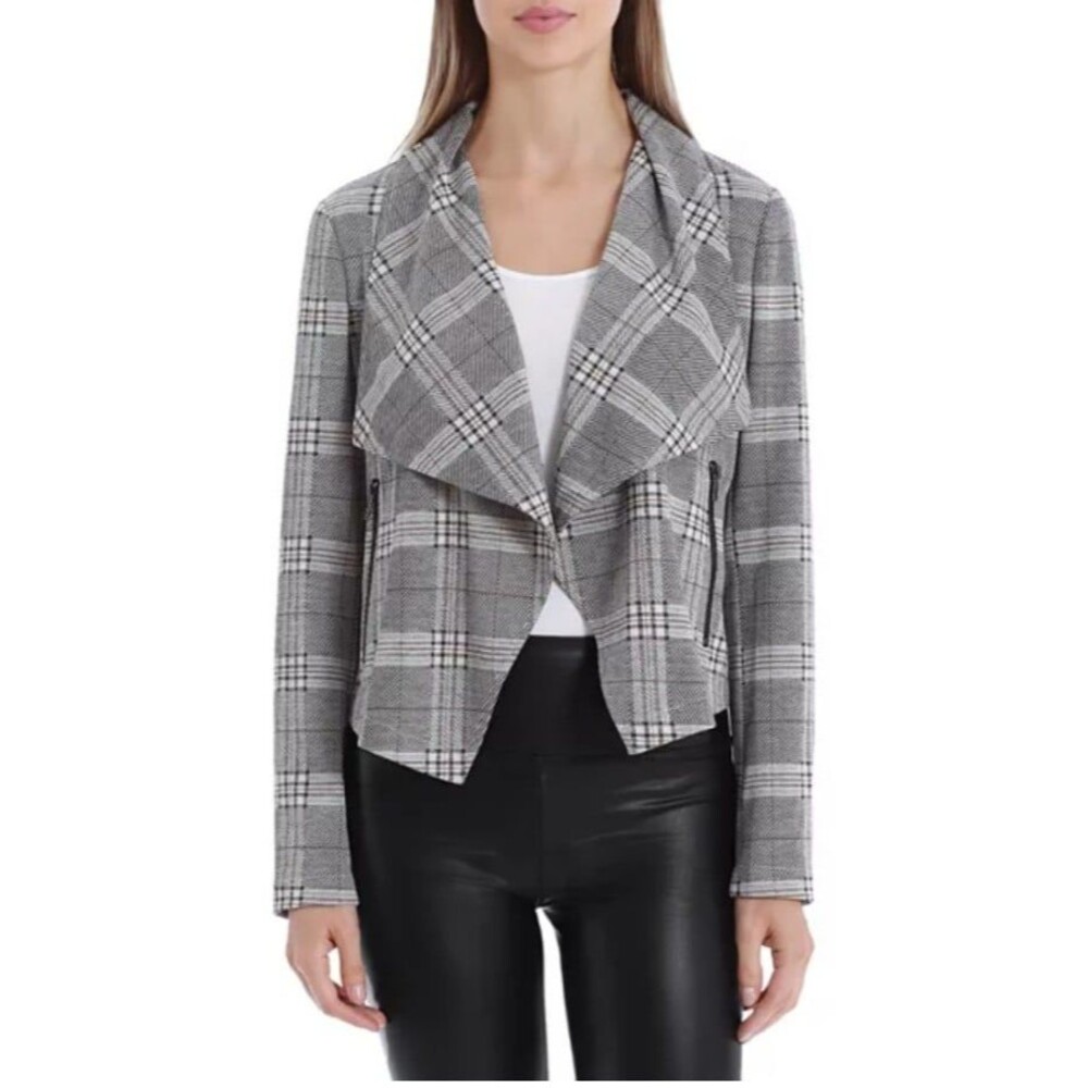 Bagatelle academia career draped plaid blazer jacket Medium As seen on TV